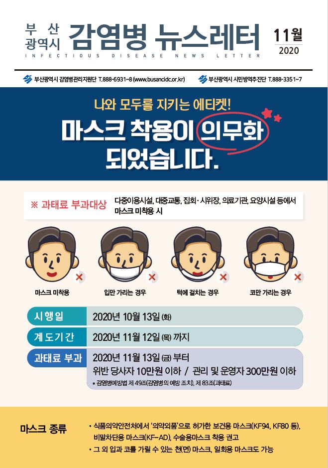 부산광역시 감염병 뉴스레터(2020년 11월호)홍보
