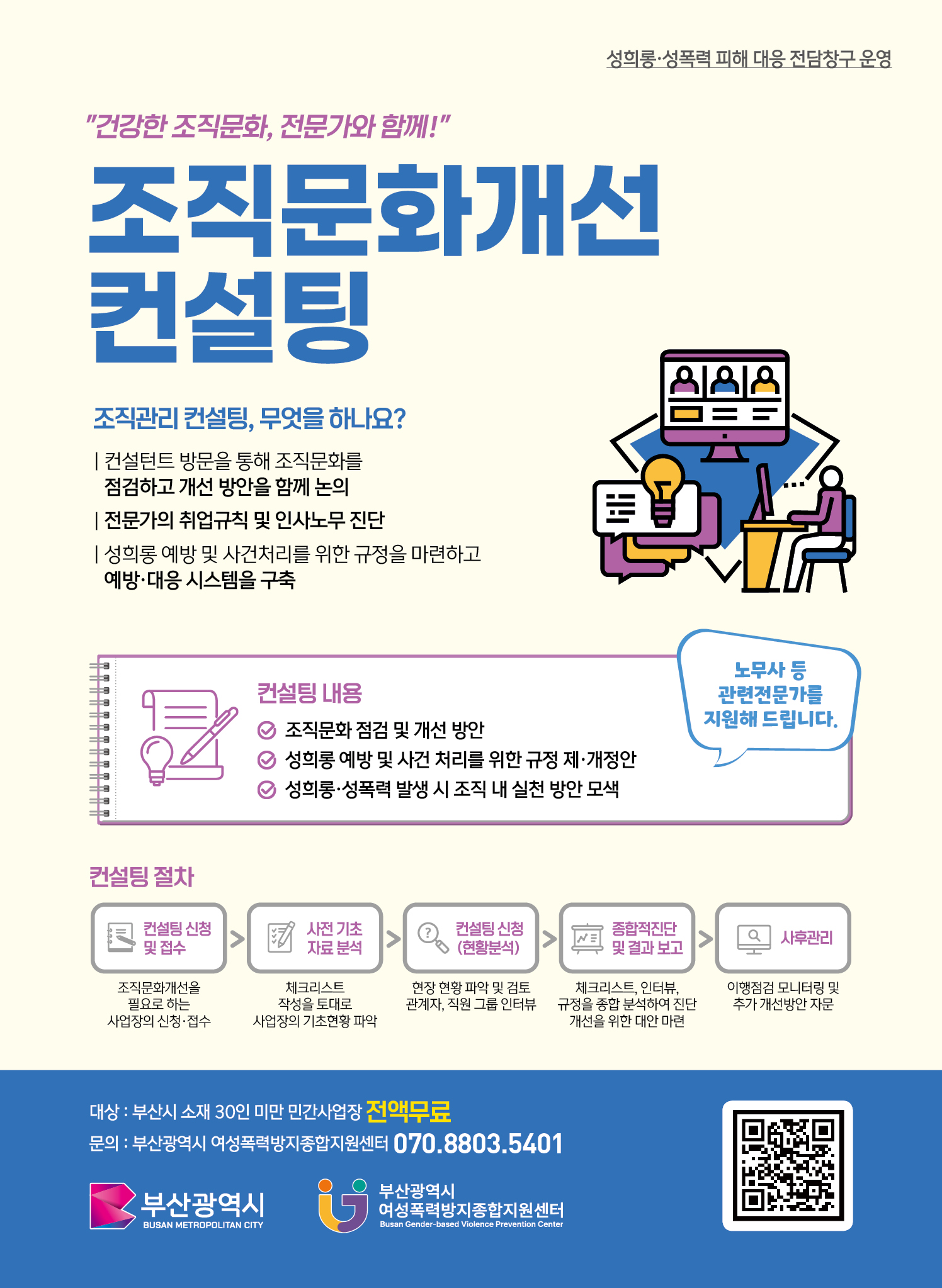 소규모 민간 사업장 성희롱·성폭력 피해 대응 전담창구 운영 사업 참여 안내