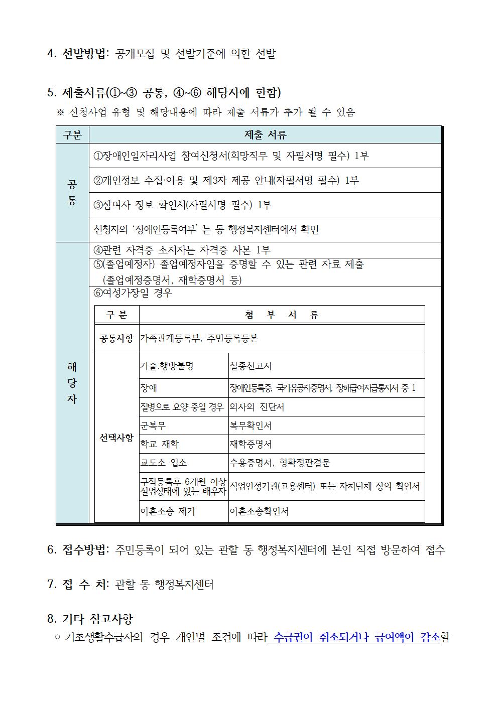 장애인일자리사업 참여자 모집공고1