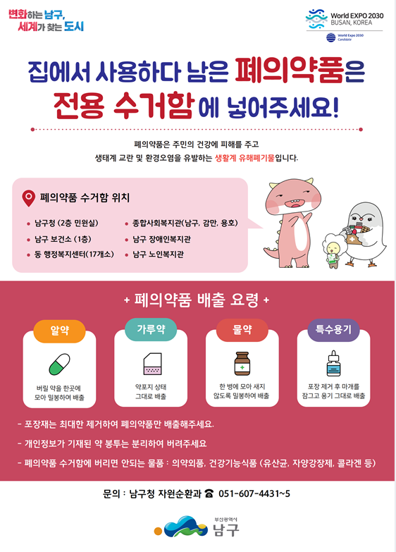 폐의약품 전용 수거함 설치 및 배출요령 안내0