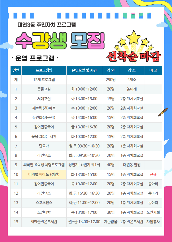 2025년 대연3동 주민자치프로그램 수강생 모집0