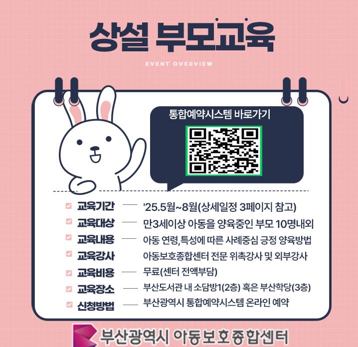 2025년 아동학대 예방 상설 부모교육 안내1
