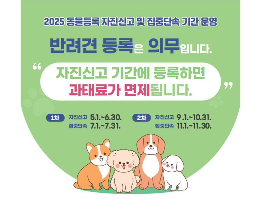 2025년 동물등록 자진신고 및 집중단속 운영