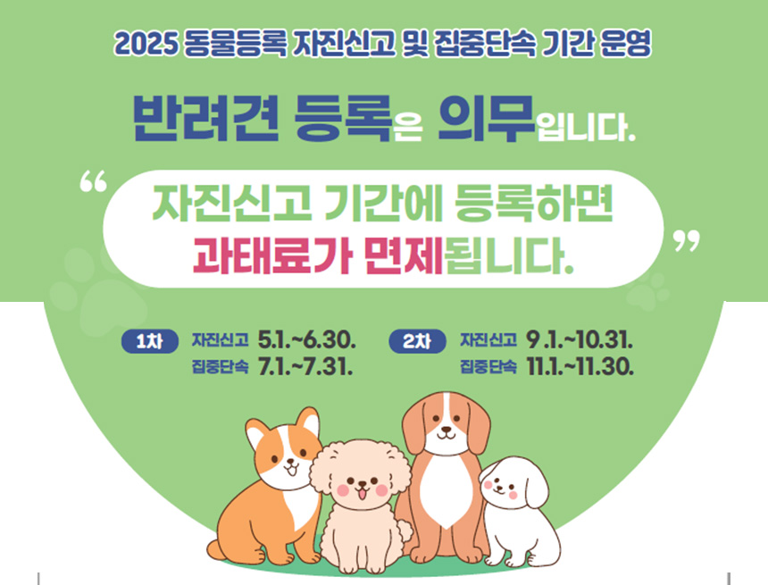 2025년 동물등록 자진신고 및 집중단속 운영