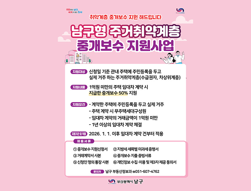 주거취약계층 중개보수 지원사업 관련 내용